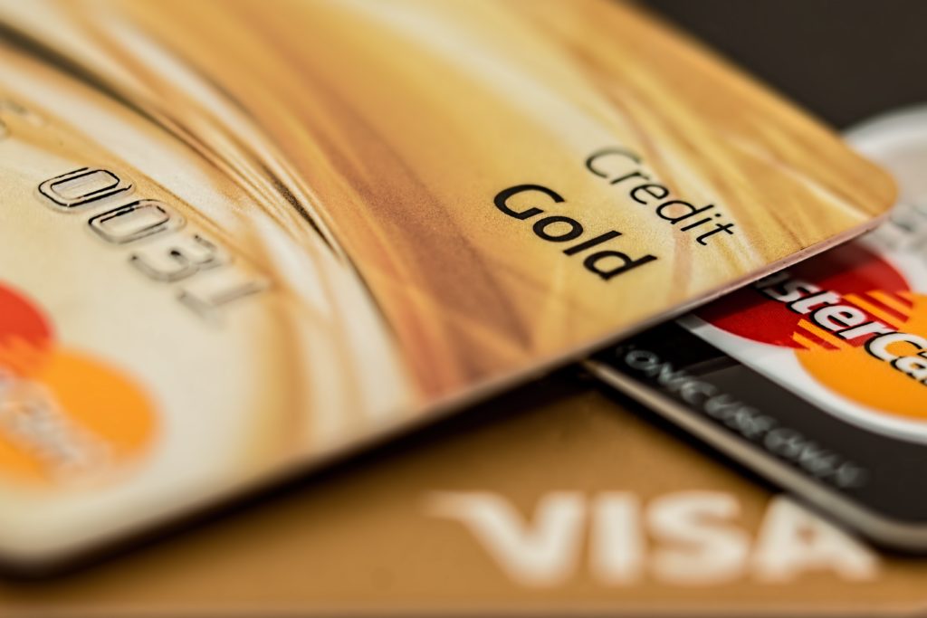 Close up image of three credit cards